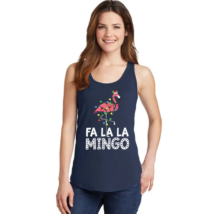 Fa La La Mingo Flamingo Christmas Tree Lights Tropical Xmas Ladies Essential Tank