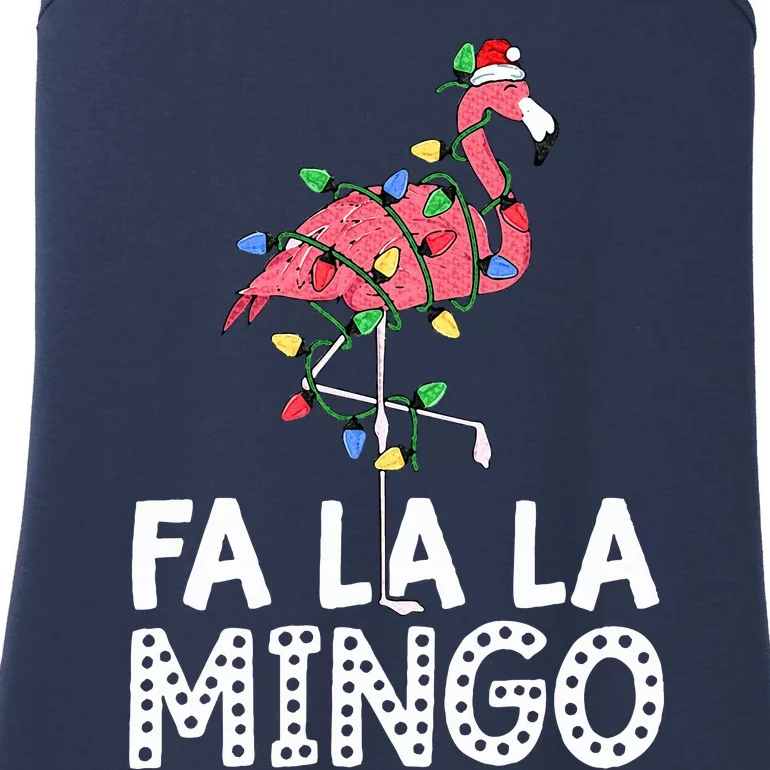 Fa La La Mingo Flamingo Christmas Tree Lights Tropical Xmas Ladies Essential Tank