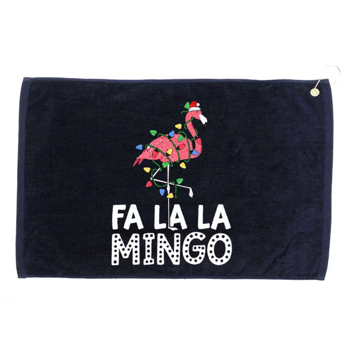 Fa La La Mingo Flamingo Christmas Tree Lights Tropical Xmas Grommeted Golf Towel