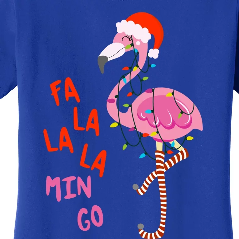 Fa La La Mingo Flamingo Christmas Tree Lights Tropical Xmas Cool Gift Women's T-Shirt