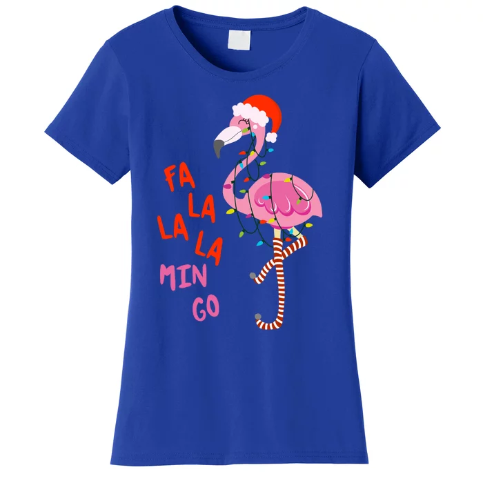 Fa La La Mingo Flamingo Christmas Tree Lights Tropical Xmas Cool Gift Women's T-Shirt