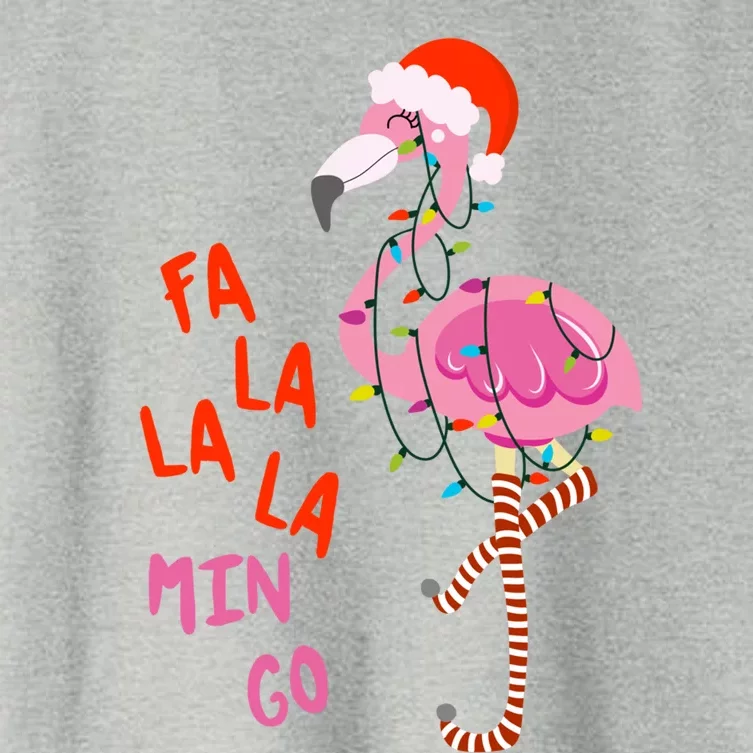 Fa La La Mingo Flamingo Christmas Tree Lights Tropical Xmas Cool Gift Women's Crop Top Tee