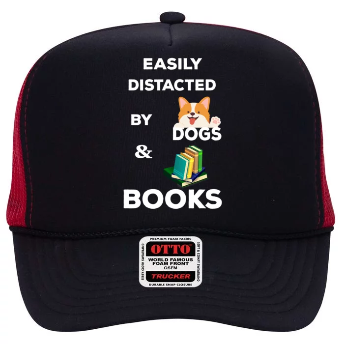 Funny Librarian Loving Dogs Gifts Books Nerds High Crown Mesh Trucker Hat