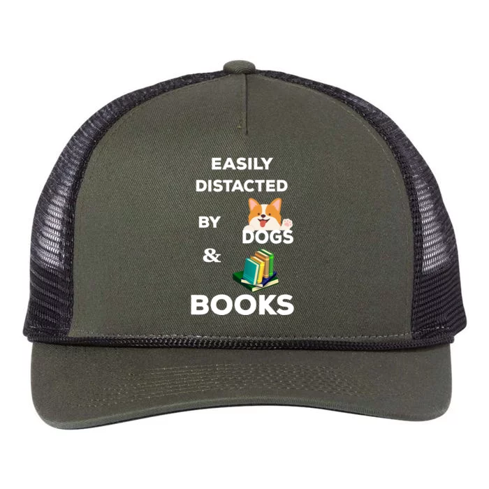 Funny Librarian Loving Dogs Gifts Books Nerds Retro Rope Trucker Hat Cap