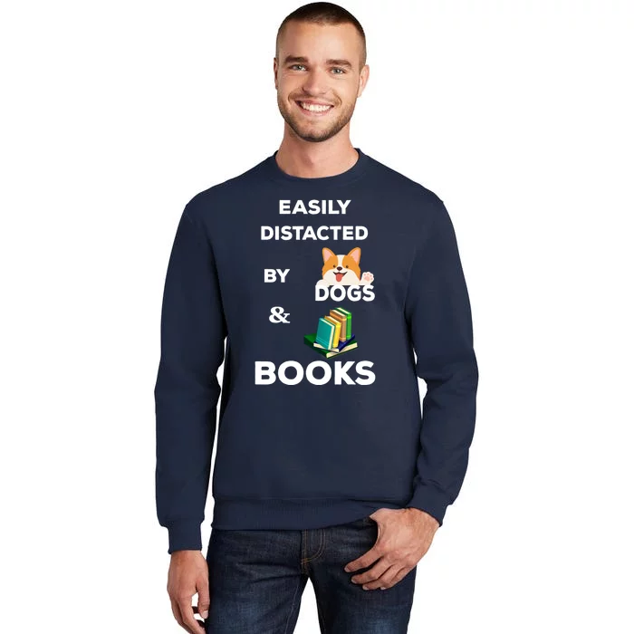 Funny Librarian Loving Dogs Gifts Books Nerds Tall Sweatshirt