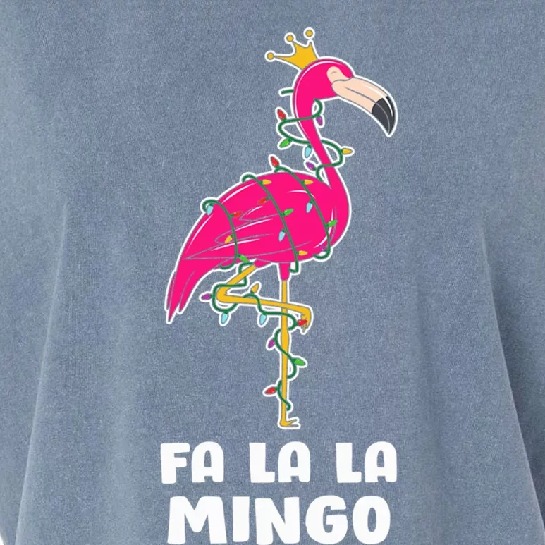 Fa La La Mingo Flamingo Christmas Tree Lights Tropical Xmas Gift Garment-Dyed Women's Muscle Tee