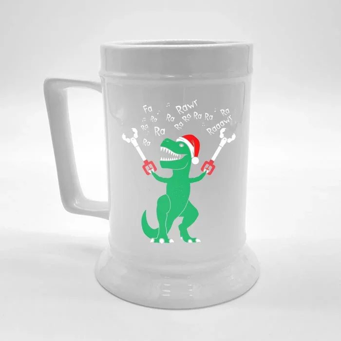 Fa La La Christmas Dinosaur Funny Fa Ra Ra Rawr Gift Front & Back Beer Stein