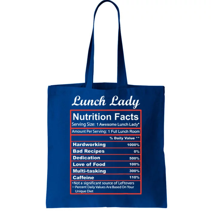 Funny Lunch Lady Nutrition Facts School Cafeteria Cooks Tote Bag