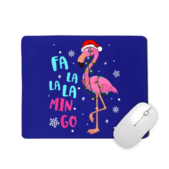 Fa La La La Mingo Flamingo Santa Hat For Christmas Lights Gift Mousepad