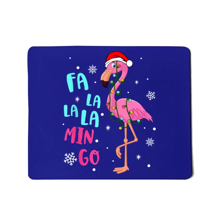 Fa La La La Mingo Flamingo Santa Hat For Christmas Lights Gift Mousepad