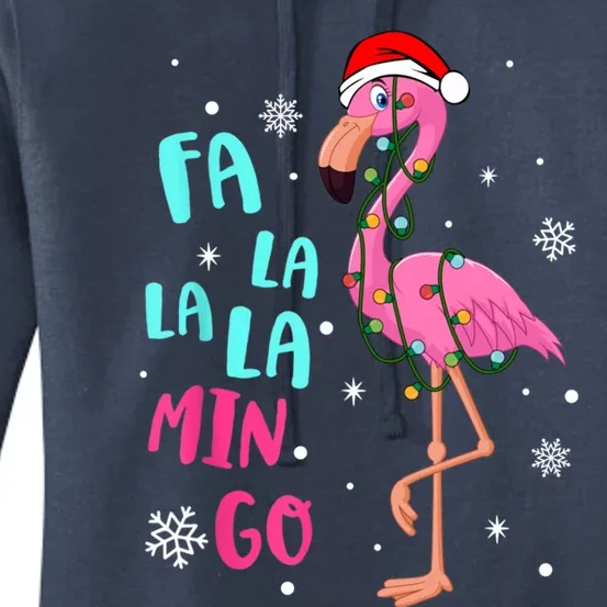 Fa La La La Mingo Flamingo Santa Hat For Christmas Lights Gift Women's Pullover Hoodie