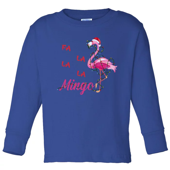 Fa La La La Mingo Flamingo Christmas Lights Merry Xmas Day Cool Gift Toddler Long Sleeve Shirt