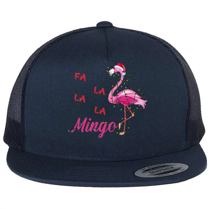 Fa La La La Mingo Flamingo Christmas Lights Merry Xmas Day Cool Gift Flat Bill Trucker Hat