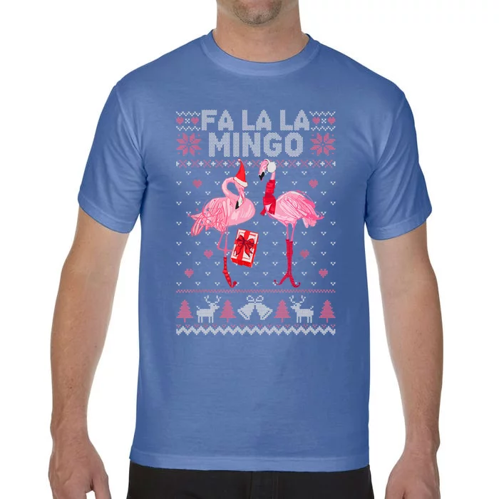 Fa La La La Mingo Flamingo Santa Pink Ugly Christmas Gift Comfort Colors T-Shirt