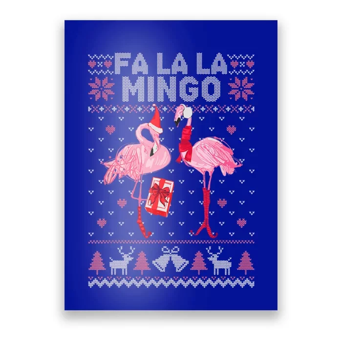 Fa La La La Mingo Flamingo Santa Pink Ugly Christmas Gift Poster