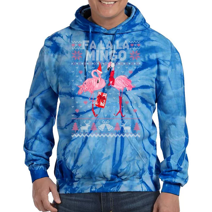 Fa La La La Mingo Flamingo Santa Pink Ugly Christmas Gift Tie Dye Hoodie