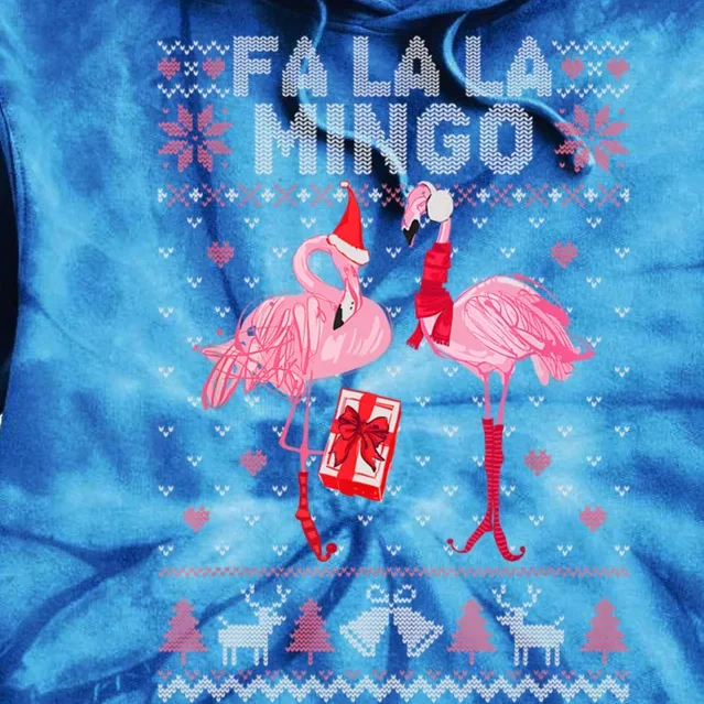 Fa La La La Mingo Flamingo Santa Pink Ugly Christmas Gift Tie Dye Hoodie