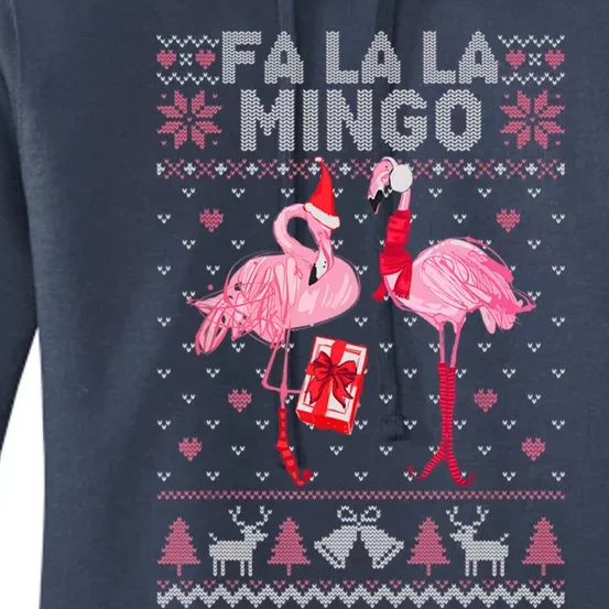 Fa La La La Mingo Flamingo Santa Pink Ugly Christmas Gift Women's Pullover Hoodie