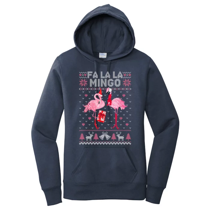 Fa La La La Mingo Flamingo Santa Pink Ugly Christmas Gift Women's Pullover Hoodie