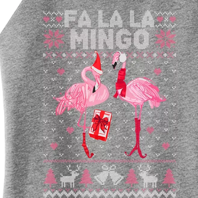 Fa La La La Mingo Flamingo Santa Pink Ugly Christmas Gift Women’s Perfect Tri Rocker Tank