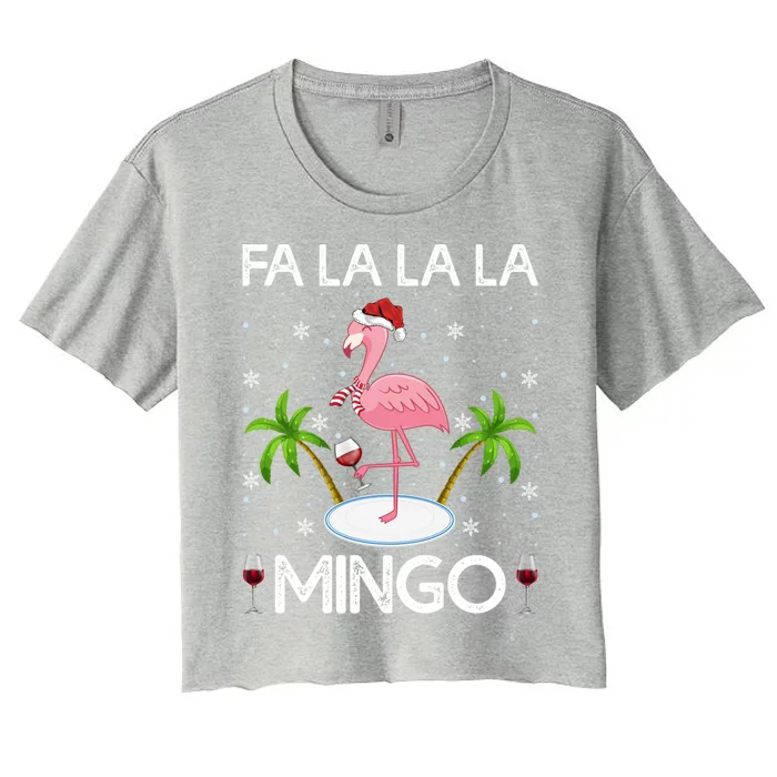 Flamingo Lover Lighting Fa La La La Mingo Flamingo Christmas Cute Gift Women's Crop Top Tee