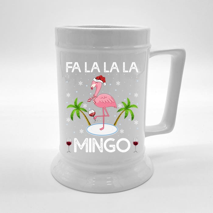 Flamingo Lover Lighting Fa La La La Mingo Flamingo Christmas Cute Gift Front & Back Beer Stein