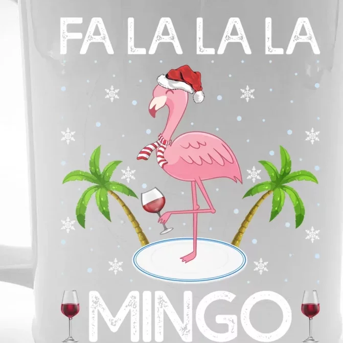 Flamingo Lover Lighting Fa La La La Mingo Flamingo Christmas Cute Gift Front & Back Beer Stein