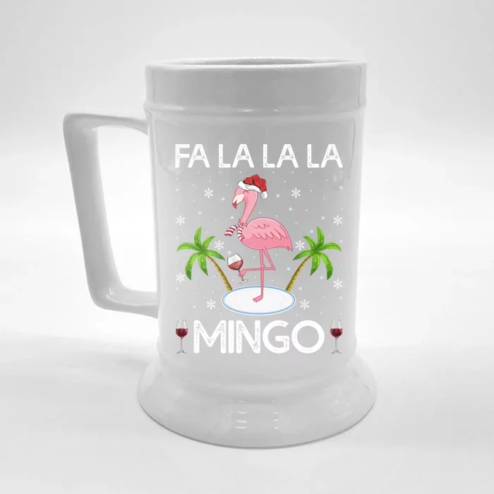 Flamingo Lover Lighting Fa La La La Mingo Flamingo Christmas Cute Gift Front & Back Beer Stein