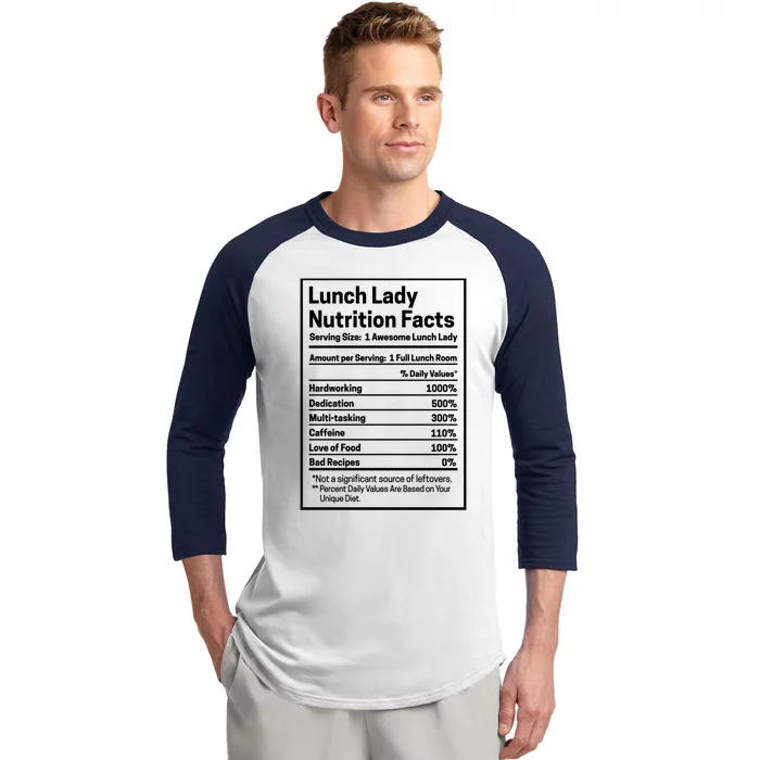 Funny Lunch Lady Nutrition Facts School Cafeteria Cooks Funny Gift Baseball Sleeve Shirt