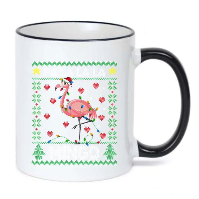 Fa La La La Mingo Funny Flamingo Ugly Christmas Sweater Gift Black Color Changing Mug