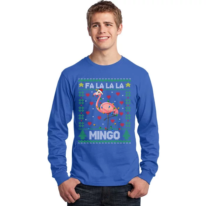 Fa La La La Mingo Funny Flamingo Ugly Christmas Sweater Gift Tall Long Sleeve T-Shirt