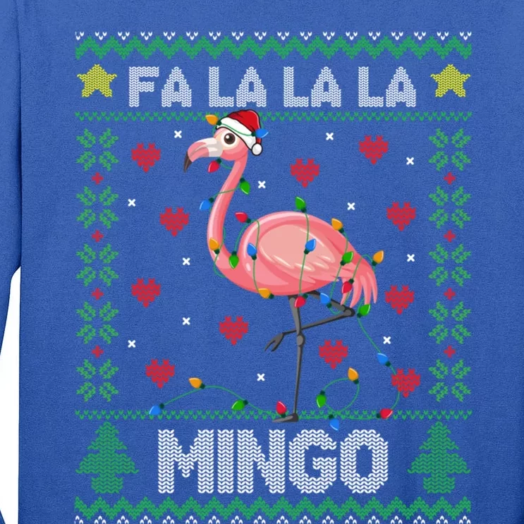 Fa La La La Mingo Funny Flamingo Ugly Christmas Sweater Gift Tall Long Sleeve T-Shirt