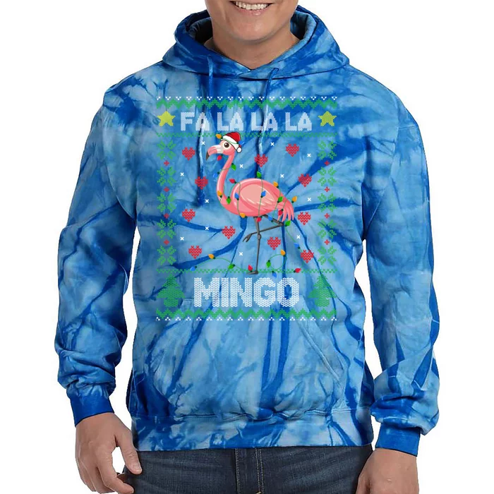 Fa La La La Mingo Funny Flamingo Ugly Christmas Sweater Gift Tie Dye Hoodie