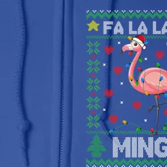 Fa La La La Mingo Funny Flamingo Ugly Christmas Sweater Gift Full Zip Hoodie