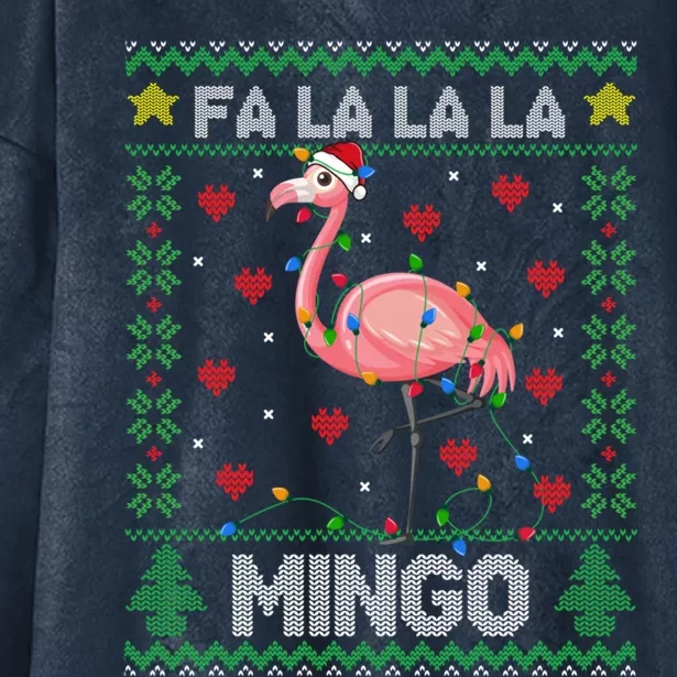 Fa La La La Mingo Funny Flamingo Ugly Christmas Sweater Gift Hooded Wearable Blanket