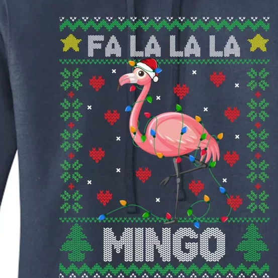 Fa La La La Mingo Funny Flamingo Ugly Christmas Sweater Gift Women's Pullover Hoodie