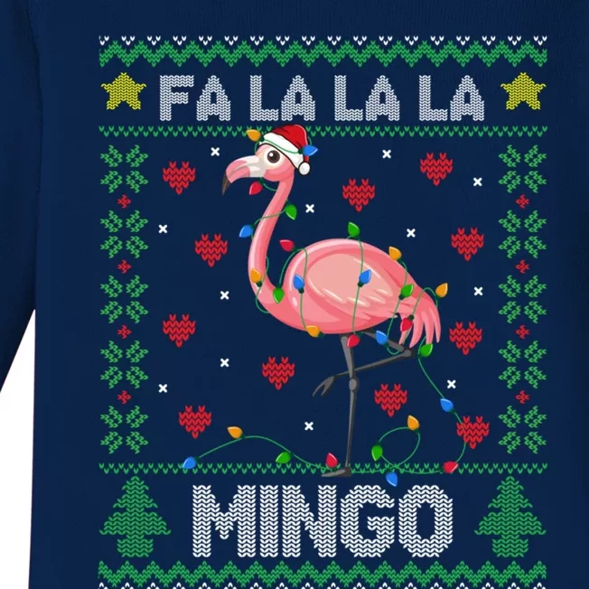 Fa La La La Mingo Funny Flamingo Ugly Christmas Sweater Gift Baby Long Sleeve Bodysuit