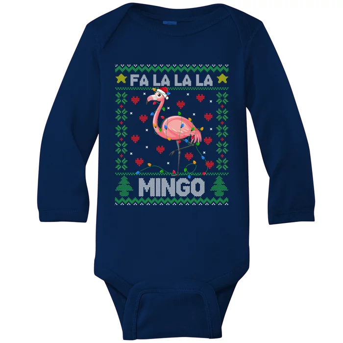 Fa La La La Mingo Funny Flamingo Ugly Christmas Sweater Gift Baby Long Sleeve Bodysuit