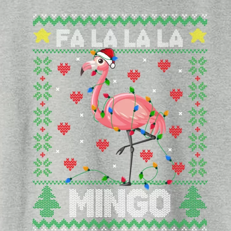 Fa La La La Mingo Funny Flamingo Ugly Christmas Sweater Gift Women's Crop Top Tee