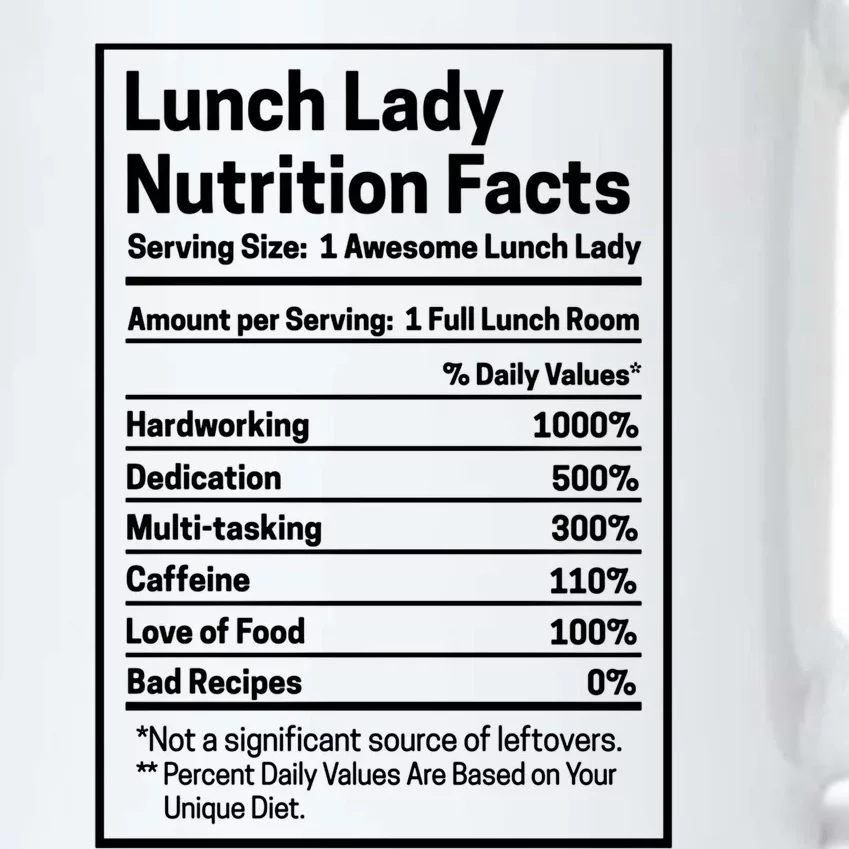 Funny Lunch Lady Nutrition Facts School Cafeteria Cooks Cool Gift Black Color Changing Mug