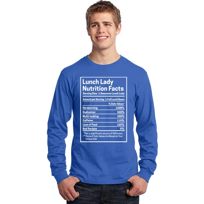 Funny Lunch Lady Nutrition Facts School Cafeteria Cooks Cool Gift Tall Long Sleeve T-Shirt