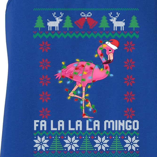 Fa La La La Mingo Funny Flamingo Ugly Christmas Sweater Cool Gift Women's Racerback Tank