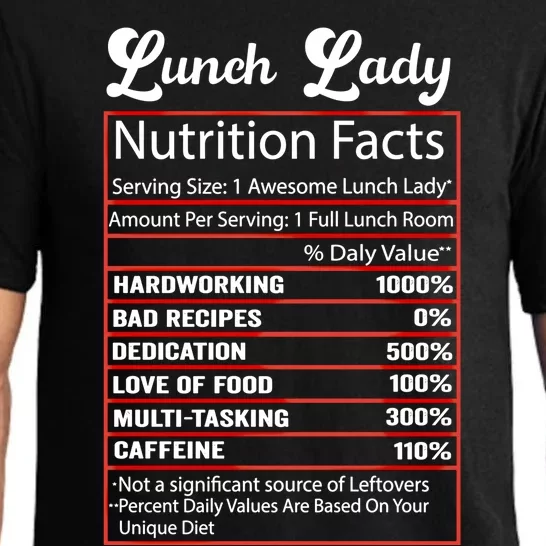 Funny Lunch Lady Nutrition Facts School Cafeteria Cooks Meaningful Gift Pajama Set