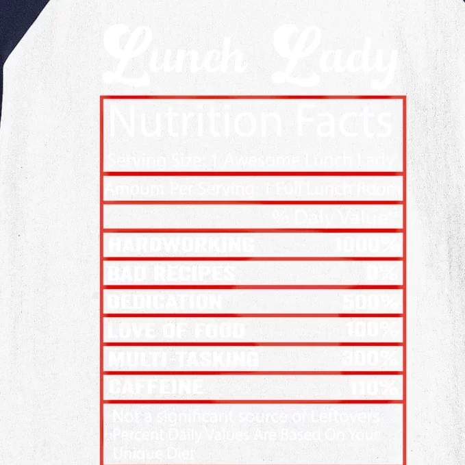 Funny Lunch Lady Nutrition Facts School Cafeteria Cooks Meaningful Gift Baseball Sleeve Shirt