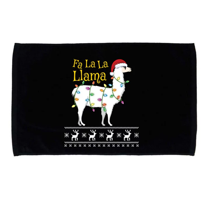 Fa La La Llama Christmas Funny Ugly Christmas Sweater Gift Microfiber Hand Towel