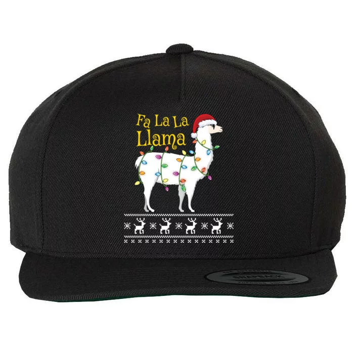 Fa La La Llama Christmas Funny Ugly Christmas Sweater Gift Wool Snapback Cap