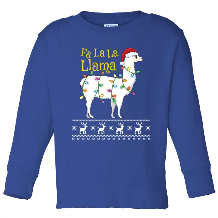 Fa La La Llama Christmas Funny Ugly Christmas Sweater Gift Toddler Long Sleeve Shirt