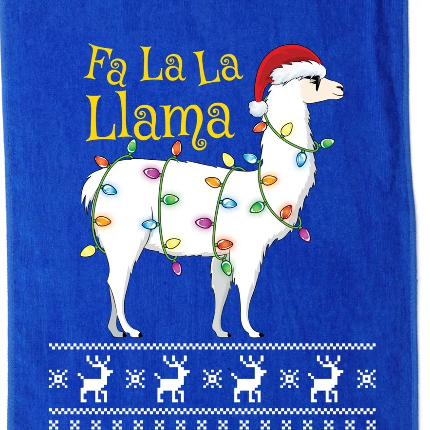 Fa La La Llama Christmas Funny Ugly Christmas Sweater Gift Platinum Collection Golf Towel