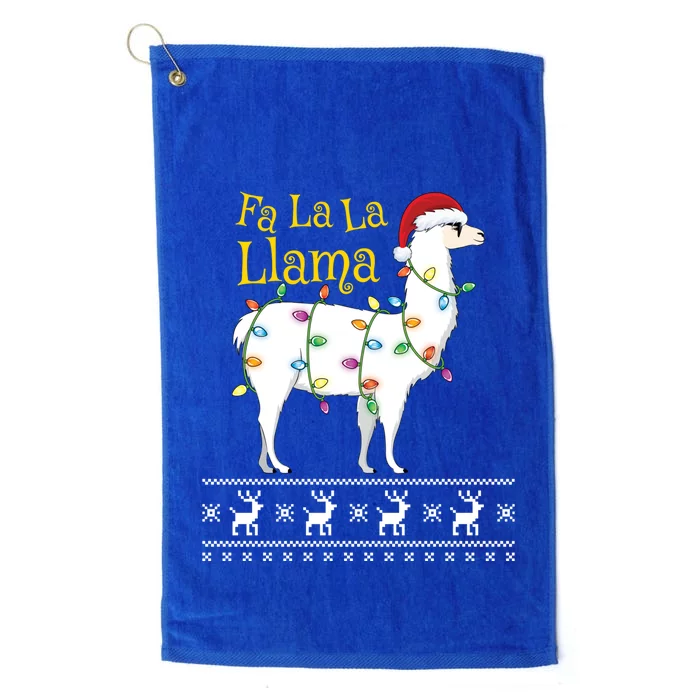 Fa La La Llama Christmas Funny Ugly Christmas Sweater Gift Platinum Collection Golf Towel