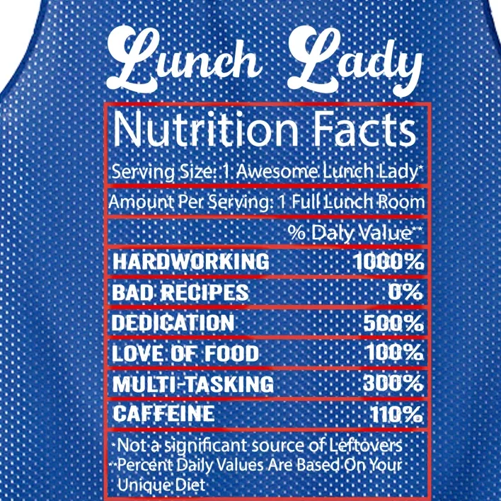 Funny Lunch Lady Nutrition Facts School Cafeteria Cooks Gift Mesh Reversible Basketball Jersey Tank